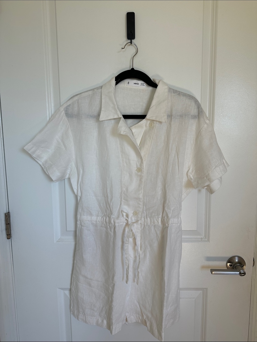 Mango White Linen Button-Up Shirt